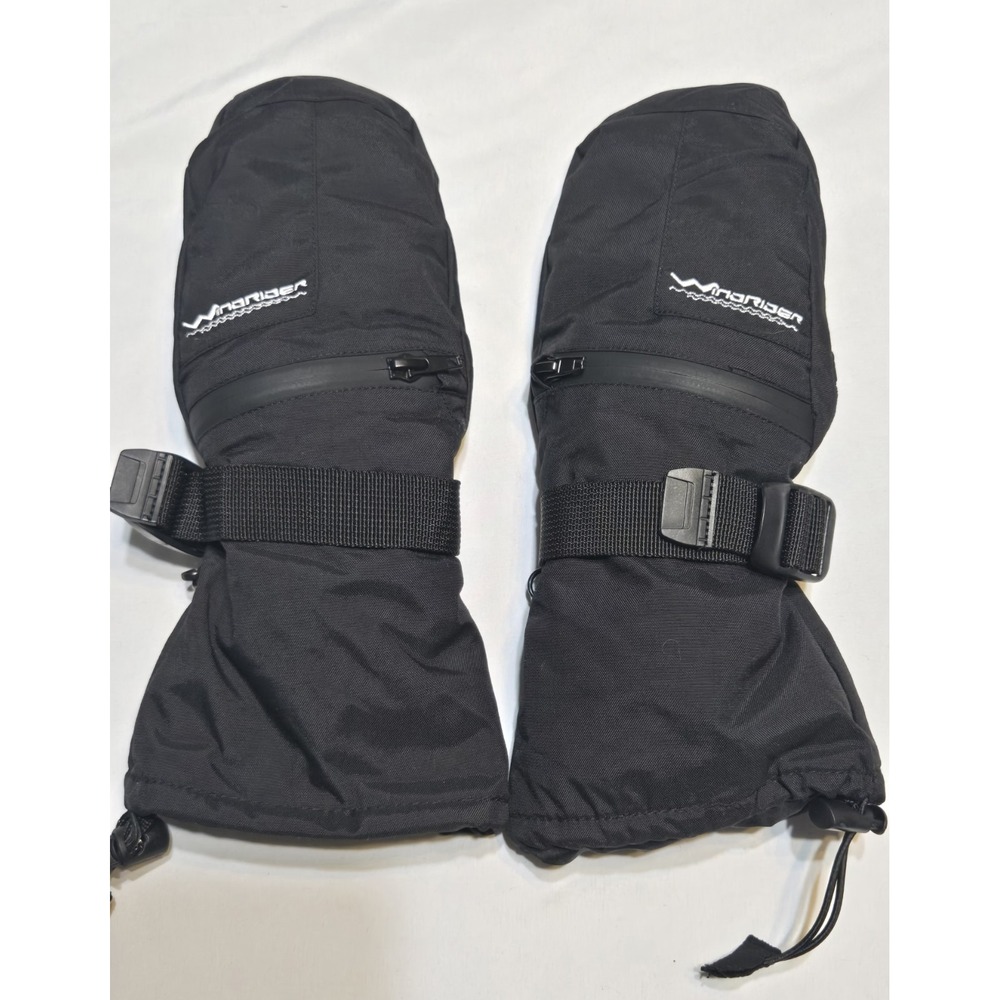 WindRider Rugged Waterproof Boreas Winter Mittens Black Small Zip Pocket Adjust